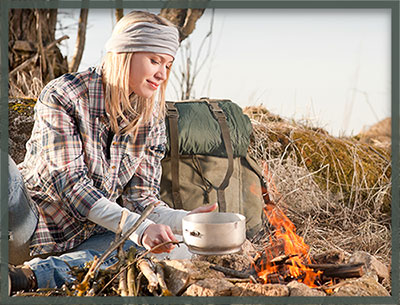 woman camping