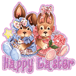 Happy Easter bunnies glitter