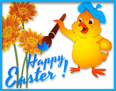 Happy Easter chick flowers