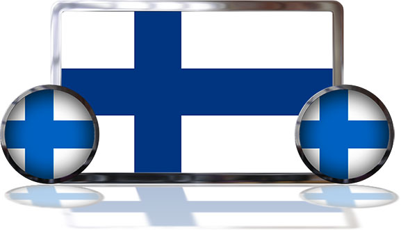 Finland Flags with reflections