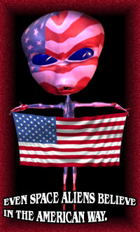 alien with American flag