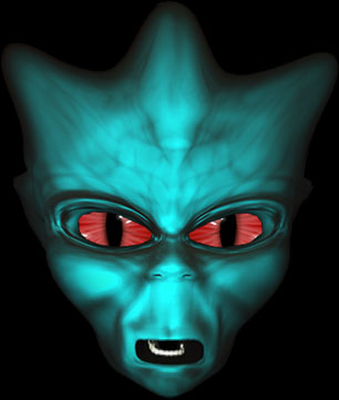 alien face red eyes