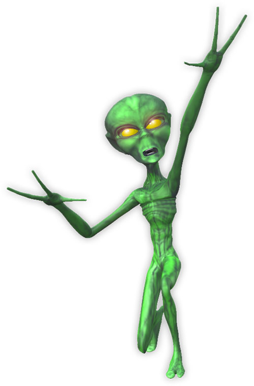 large green alien reaching