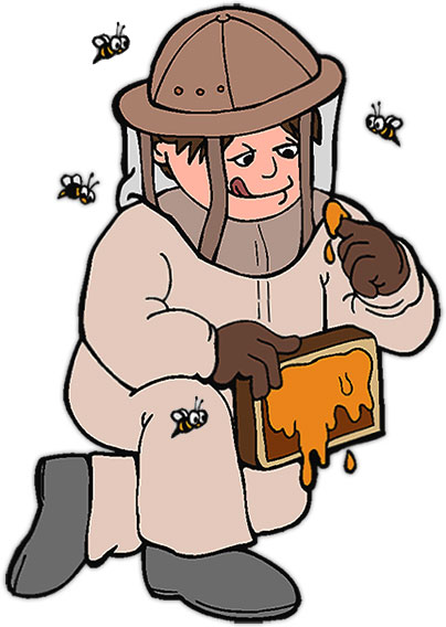 bees and beekeeper