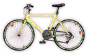bicycle animation green and yellow on white