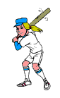 girl with bat playing softball - animation