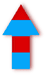 red and blue up arrow flash