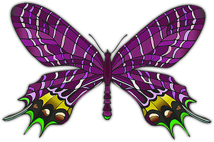 purple and green butterfly clipart