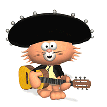 cat w3ith guitar