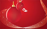 red Christmas background with ornaments