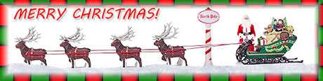 Merry Christmas Santa reindeer sleigh