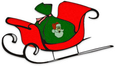 Christmas sleigh with sack of toys