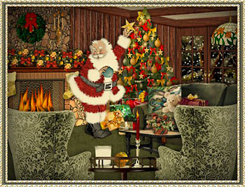 Santa in decorated house