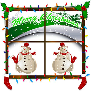 decorated window snowmen