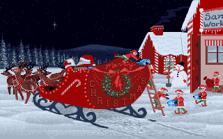 Santa sleigh elves