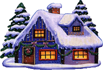Christmas house with snow