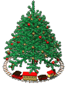 Christmas tree with train under