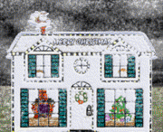 animated christmas house with dark skies and heavy snow