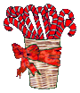 candy canes in basket with bow