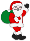 Santa waving carrying his sack of toys