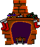 Animated Santa coming down the chimney. 