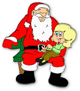 Santa with a little girl on his lap animated