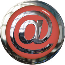 at for email metal on red glass