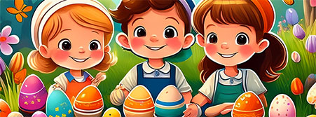 Easter eggs and children