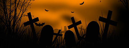 graveyard with bats