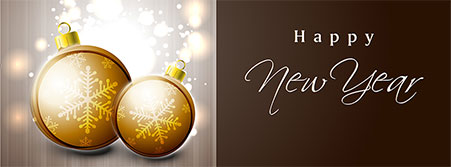 Happy New Year with ornaments