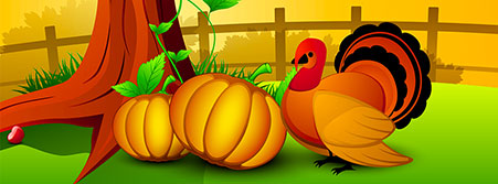 Thanksgiving pumpkins and turkey