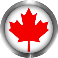 canadian flag button with steel trim