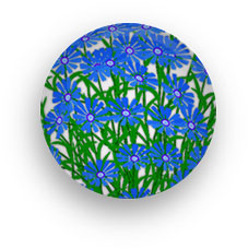 button made of blue flowers round