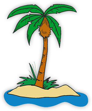single palm tree on an island