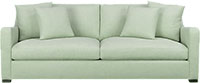 light green sofa with throw pillows