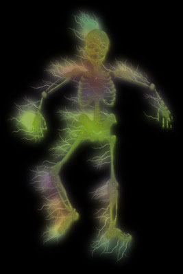 colorful skeleton walking