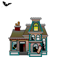 animated haunted house with bats