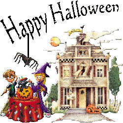 halloween scene house