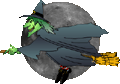 witch flying on broom - transparent