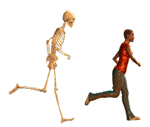 skeleton chasing girl animated