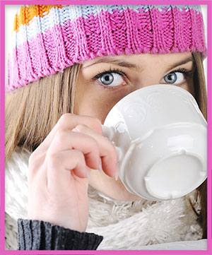 woman drinking hot cocoa