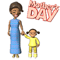 mother with daughter holding hands animated