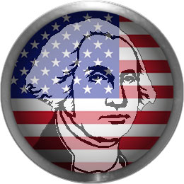 George Washington button with an American Flag