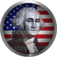 President George Washington button with American Flag
