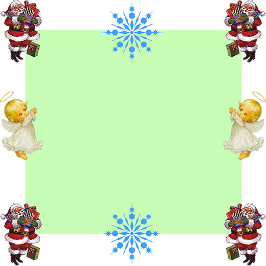 Santa, Angel and snoflake border