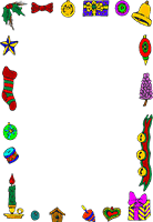Christmas border with candles, drums, bells