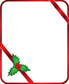 red ribbon frame with holly