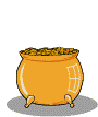 leprechaun enjoying his pot of gold - animated