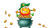 leprechaun playing with his gold animated