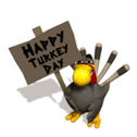 turkey with Happy Turkey Day sign